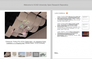 Image of Open Research, the institutional repository at OCADU