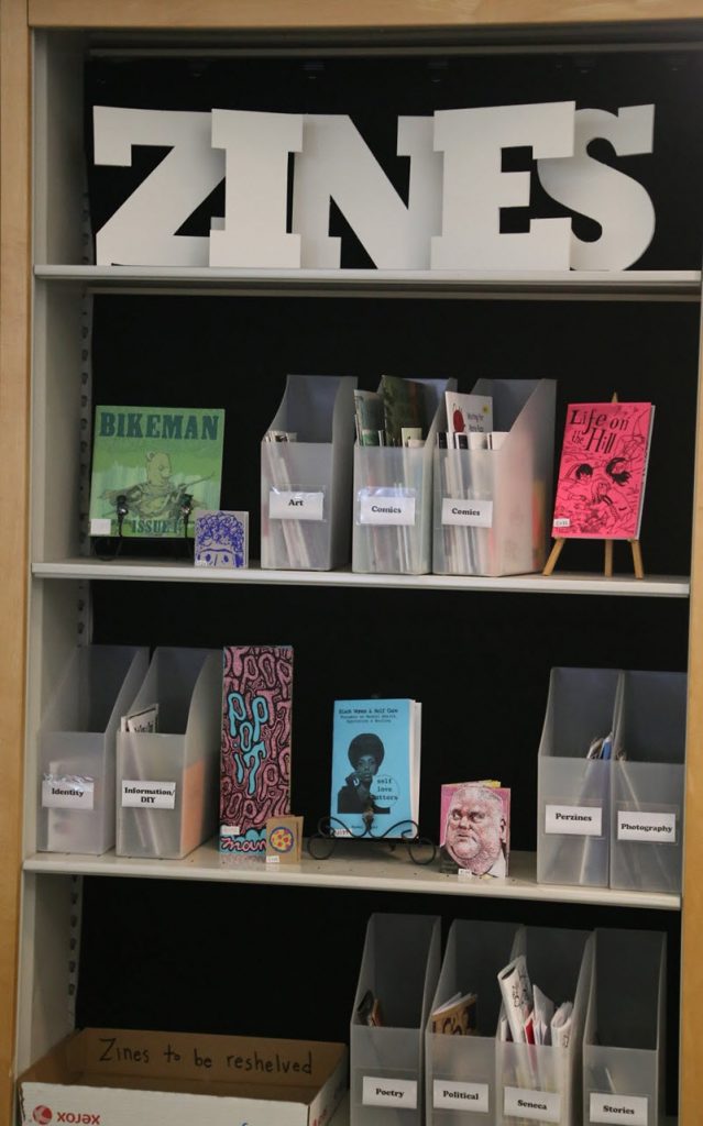 Zine collection at Seneca Libraries