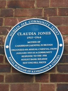 Plaque commemorating Claudia Jones - mother of the Caribbean carnival in Britain