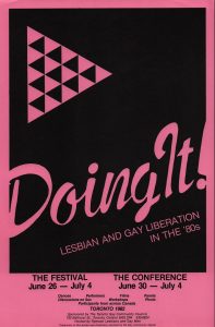 Digitized poster for the conference and festival: Doing It! Lesbian and gay liberation in the '80s