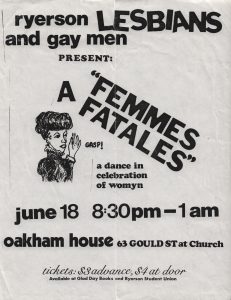 Promotional material for: A Femmes Fatales, a dance in celebration of womyn.